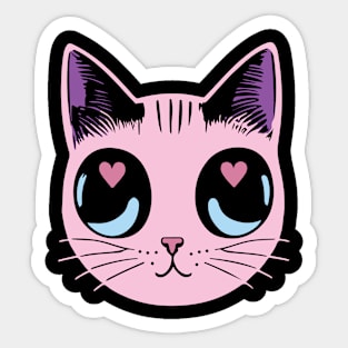 Kawaii Heart Eyed Cat Sticker